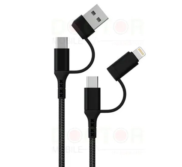 Green Braided 2 in 2 Fast Charging Cable 1.2M 3A – Black