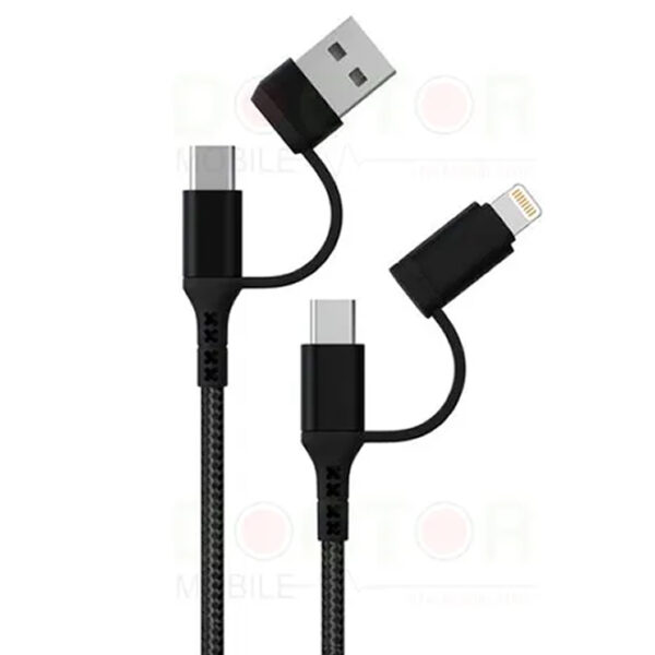 Green Braided 2 in 2 Fast Charging Cable 1.2M 3A – Black