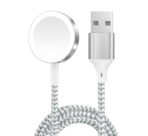 Green Magnetic Braided Charging Cable 1.2M ( USB-A Interface ) for iWatch – Silver