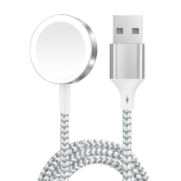 Green Magnetic Braided Charging Cable 1.2M ( USB-A Interface ) for iWatch – Silver