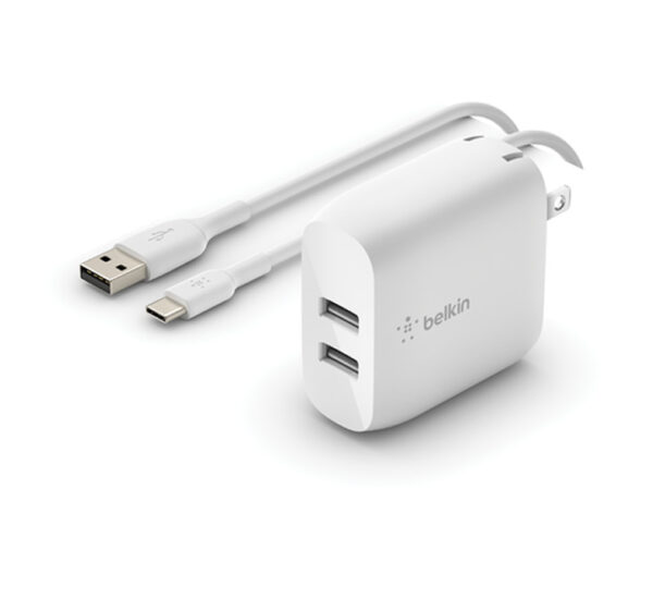 Belkin Dual USB-A Wall Charger 24W + USB-A to USB-C cable