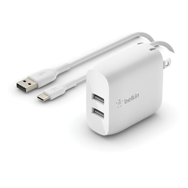 Belkin Dual USB-A Wall Charger 24W + USB-A to USB-C cable