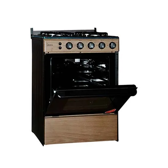 Midea Gas Cooker 4 Burner 60 x 60cm Wooden Oven + Grill