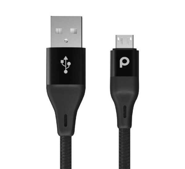 Porodo Aluminum Braided Micro USB Cable 2.2M 2.4A – Black