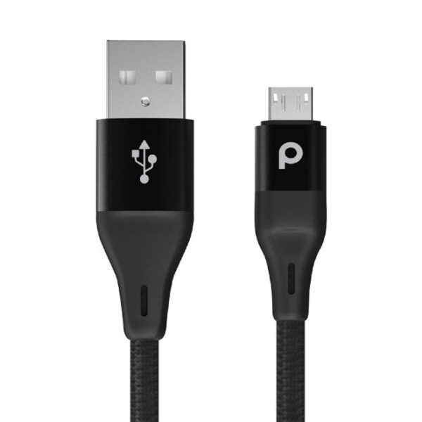 Porodo Aluminum Braided Micro USB Cable 2.2M 2.4A – Black