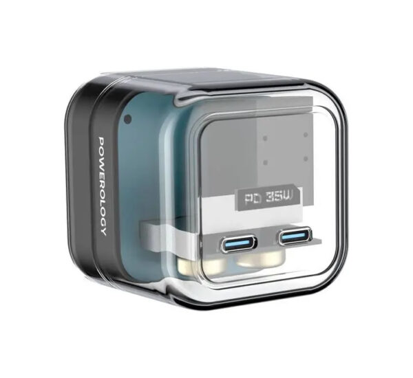 Powerology 35W PD Dual USB-C Wall Charger – Transparent