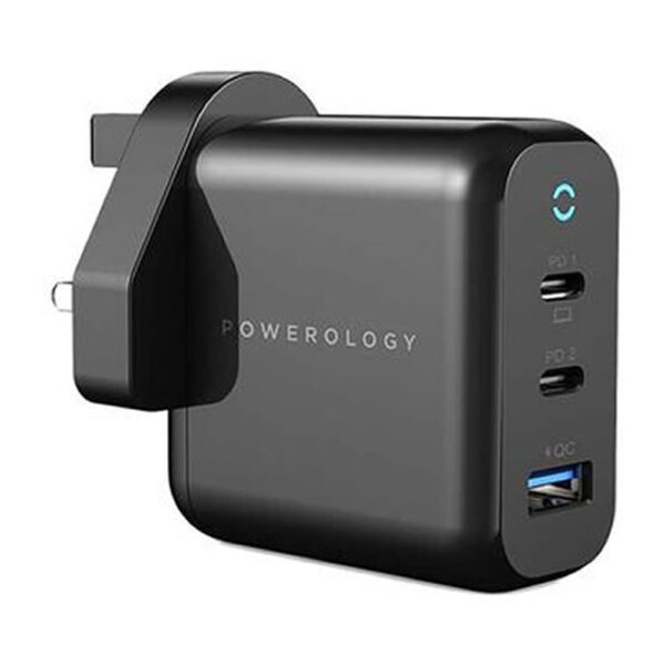 Powerology 3-Port 65W GaN Charger With PD UK Black